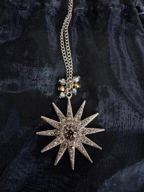 Starburst Pendant Necklace with Amber Crystal Accent